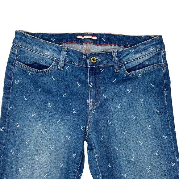 Tommy Hilfiger Nautical Anchor Print Crop Straight Leg Jeans size 4 - Picture 10 of 13
